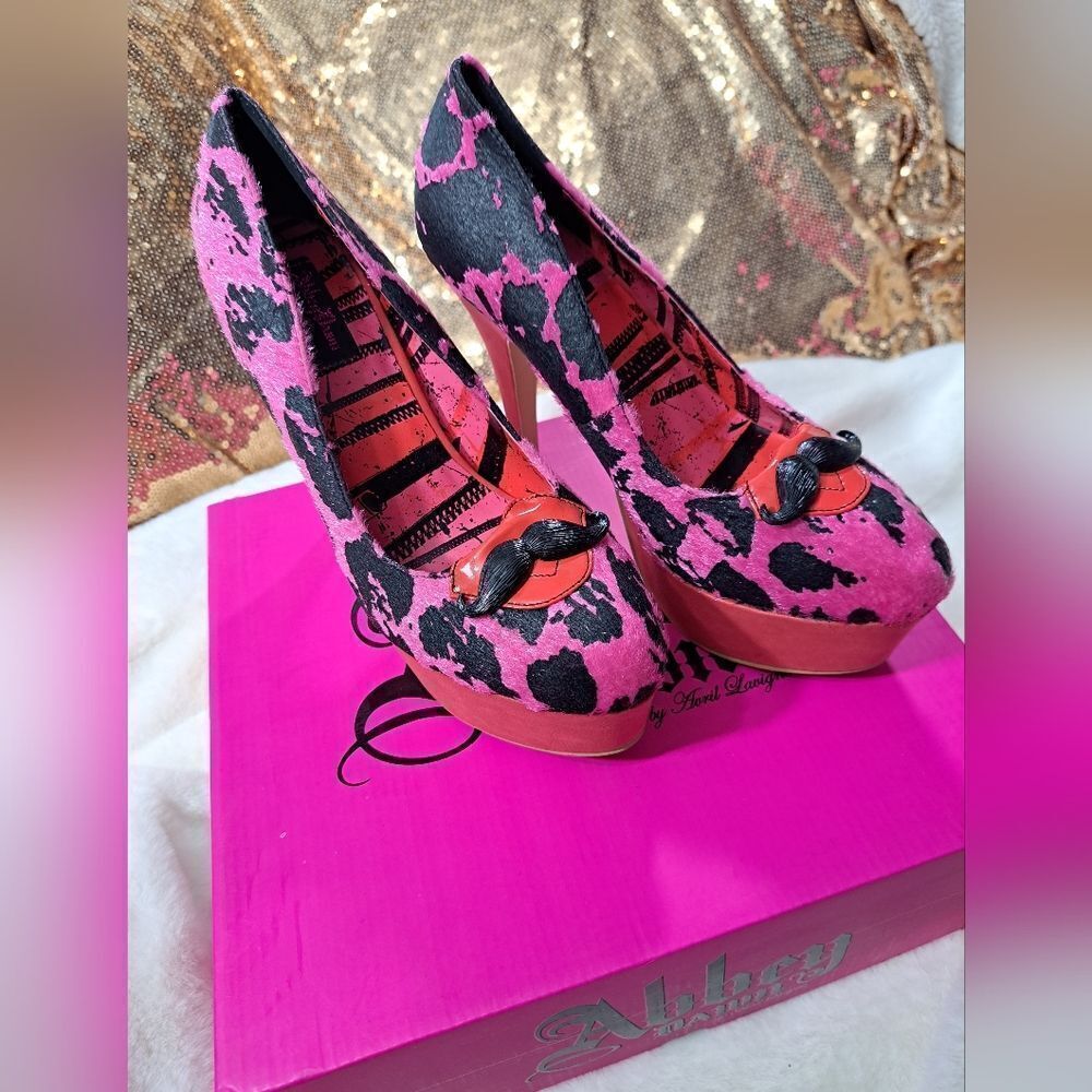 Abbey Dawn Pink and Black Leopard Platform Pumps